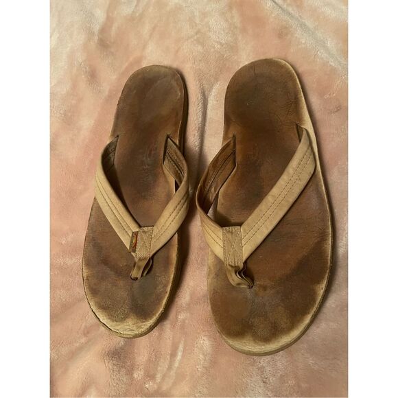 Men’s Rainbow Leather Flip Flops Sz 12 - Picture 2 of 7